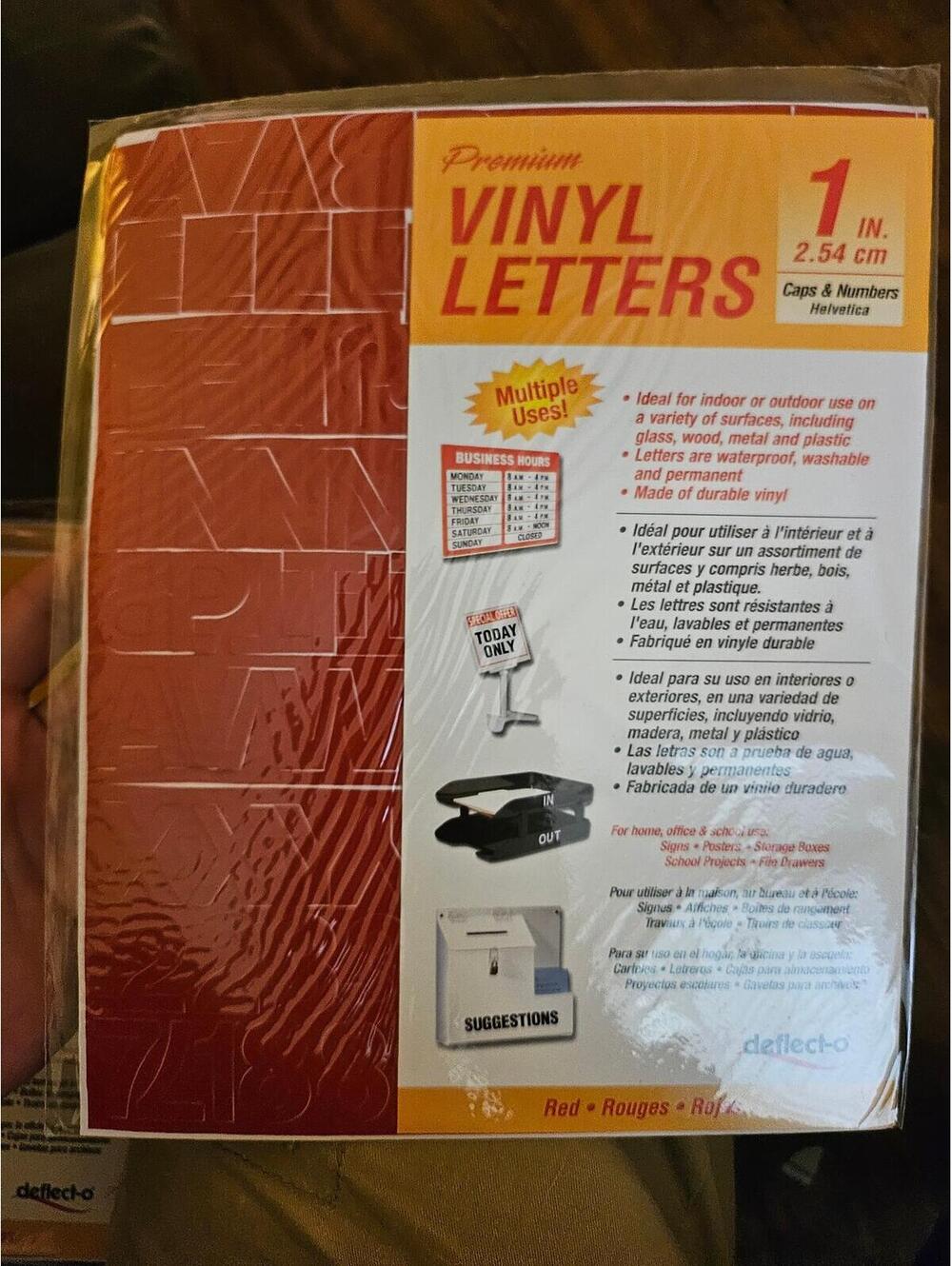 NEW - Premium Vinyl Letter Stickers RED Caps & Numbers 6 Sheets 1”